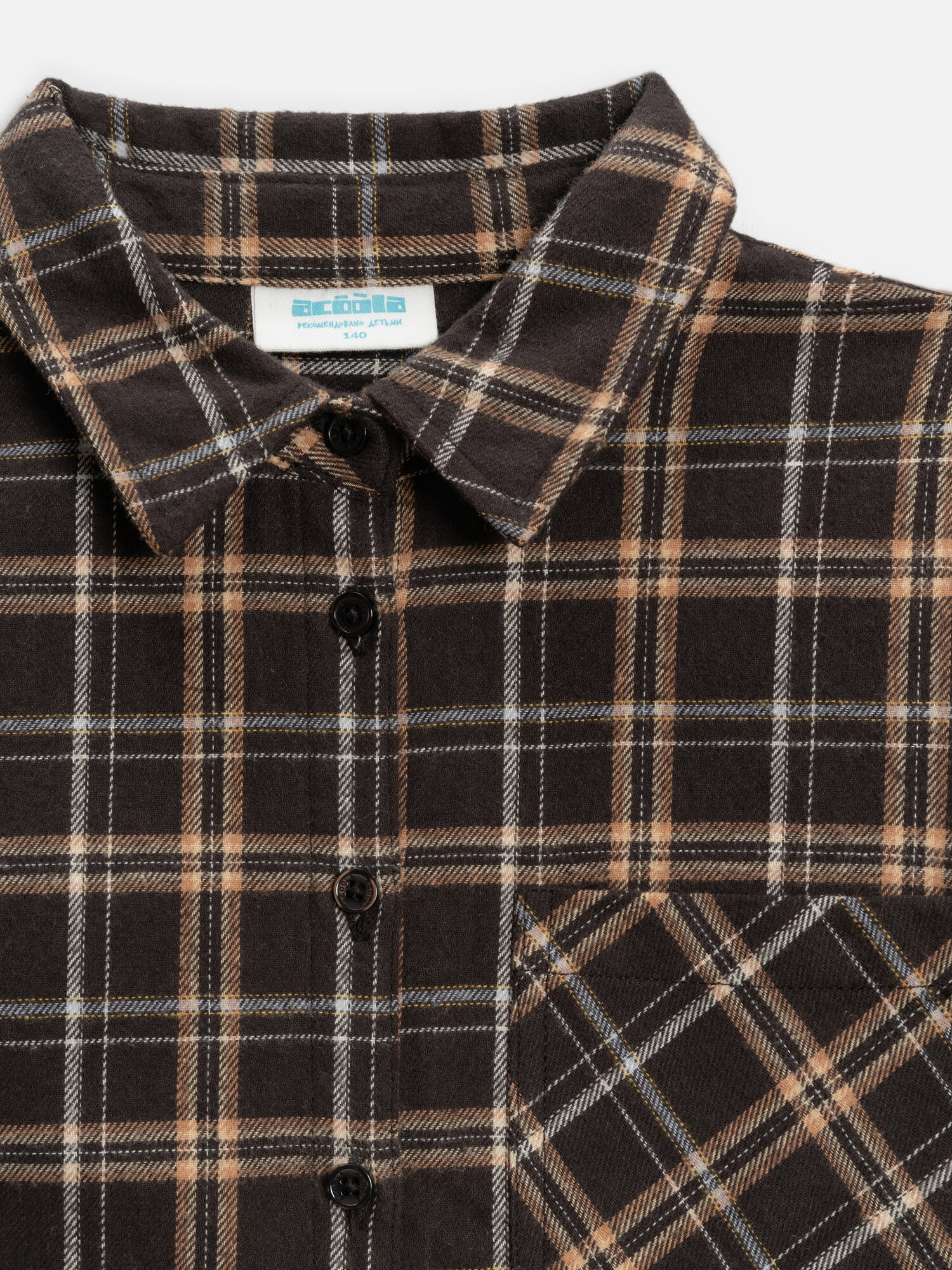 Блуза Acoola, размер 146, коричневая клетка — фото 1