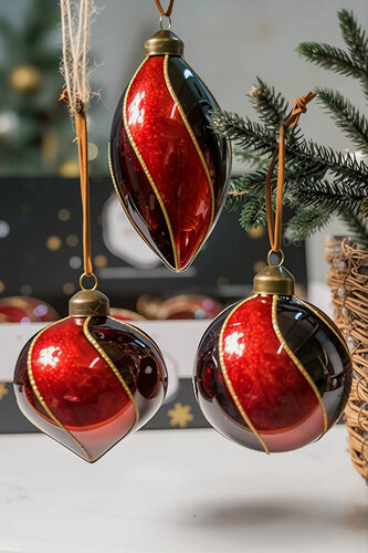 Изображение товара Набор стеклянных шаров и украшений фламме, 8-12 см, 12 шт, Winter Deco 19039-23320