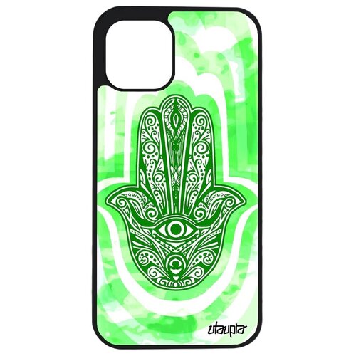 фото Дизайнерский чехол на смартфон // apple iphone 12 // "амулет хамса" талисман дизайн, utaupia, светло-зеленый