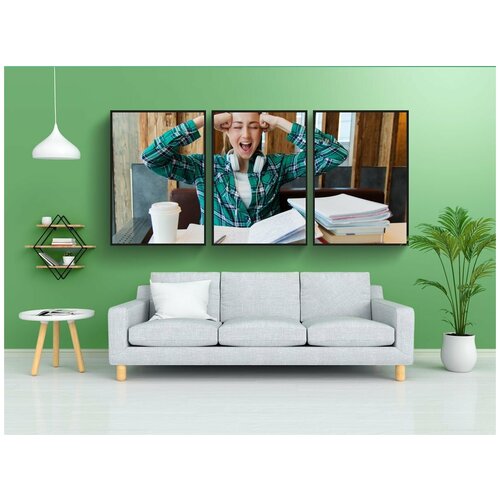 фото Набор модулных постеров для интерьера "девушка, молодой, студент" 60x90 см. в тубусе, без рамки lotsprints