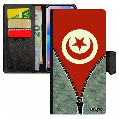 фото Чехол-книжка на мобильный galaxy s7 edge, "флаг туниса на молнии" страна патриот utaupia