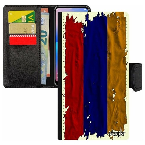 фото Чехол книжка для телефона mi 8 lite, "флаг армении на ткани" патриот utaupia