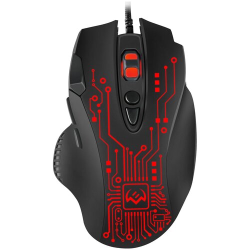 Игровая мышь проводная Sven RX-G715 / 7+1кл. / бесш. кл. / 1200-3200 DPI / SoftTouch / подсветка / игров. упак, черный