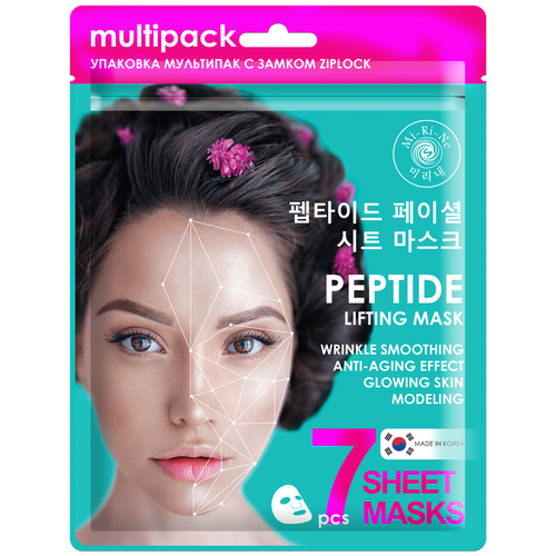 Mi-Ri-Ne Тканевая маска Peptide Lifting Mask, 90 г, 7 шт. по 105 мл пептидная тканевая лифтинг маска mi ri ne lifting tissue mask for peptide skin rejuvenation 90 гр