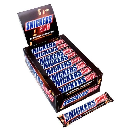 фото Шоколадный батончик сникерс супер snickers super, 32 шт по 80 г