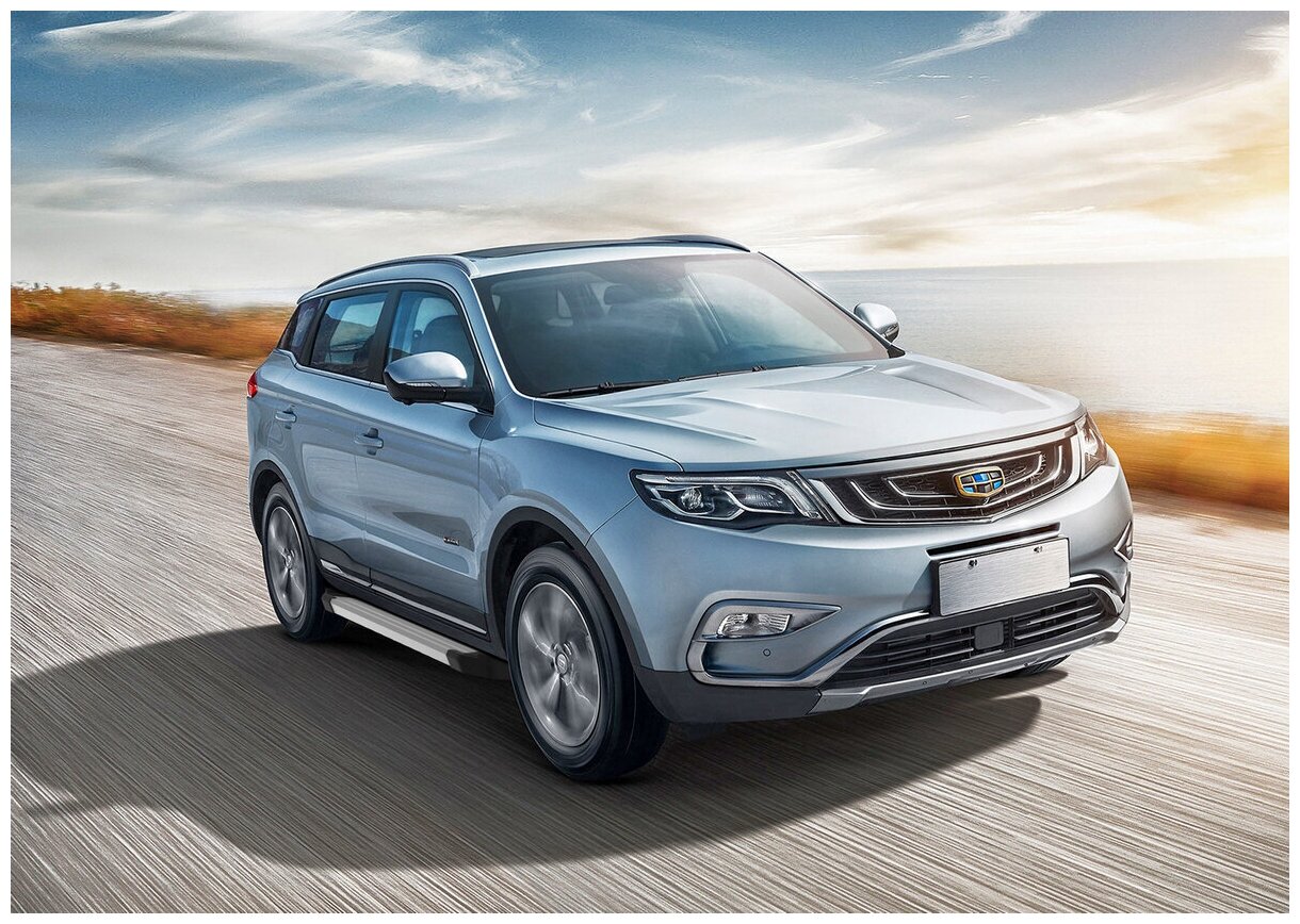 Пороги на автомобиль "Silver" Rival для Geely Atlas 2018-н. в 173 см 2 шт алюминий F173AL.1903.2