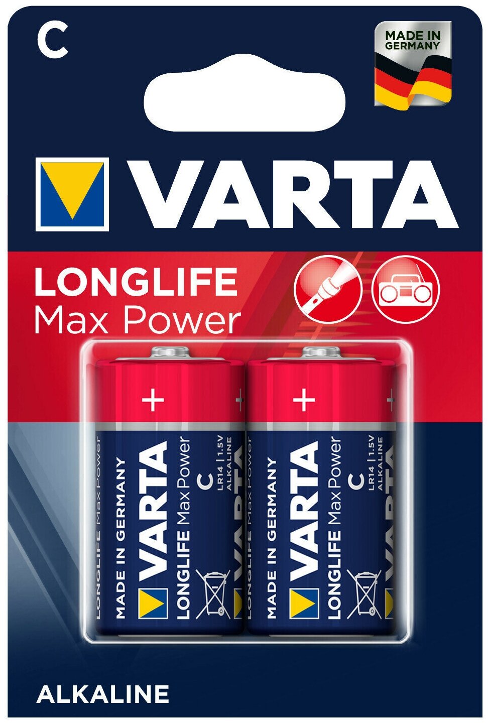 Батарейка Varta LONGLIFE MAX POWER (MAX TECH) LR14 C BL2 Alkaline 1.5V