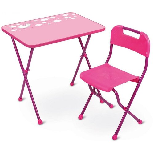 Детская мебель, складная, розовая, Комплект детской мебели, с рисунком.