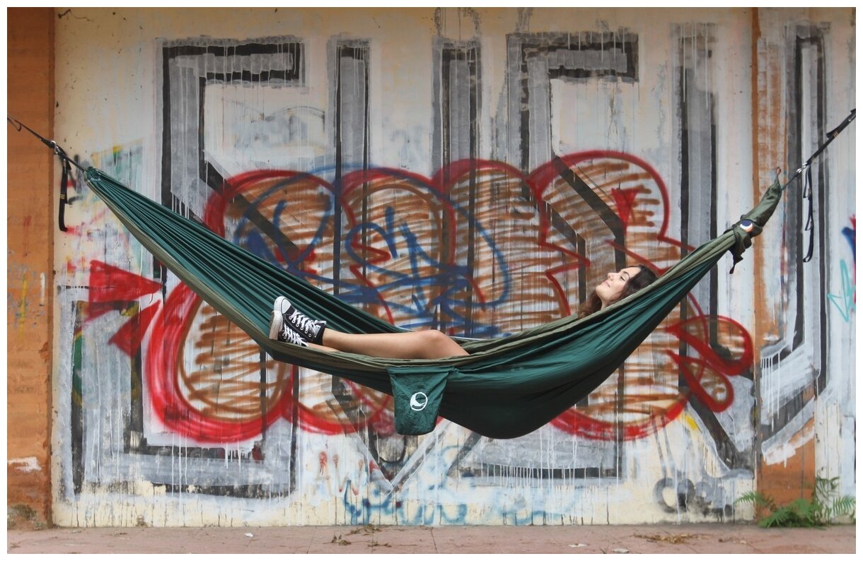 Гамак средний Ticket to the Moon Original Hammock Dark Green/Army Green - фотография № 3