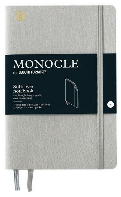 Записная книжка в точку Leuchtturm Monocle Paperback B6+ 128 стр, мягкая обложка, светло-серая