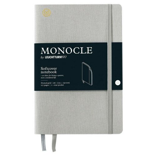 Записная книжка в точку Leuchtturm Monocle Paperback B6+ 128 стр, мягкая обложка, светло-серая