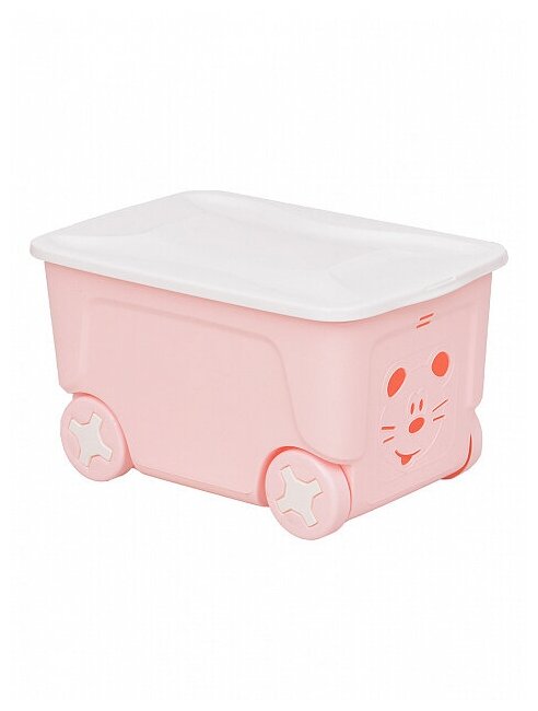 Контейнер для игрушек Little Angel "Cool" (колеса, 50л, розовый)LA1032/LA1032RSP
