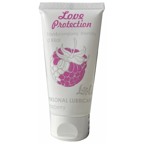 Лубрикант на водной основе с ароматом малины Love Protection Raspberry - 50 мл. лубрикант на водной основе с ароматом малины