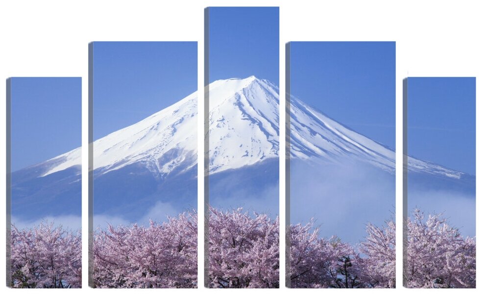 Модульная картина "Япония. Гора Фудзияма". В спальню, гостиную, зал. PR-1562 (118x70см). Натуральный холст