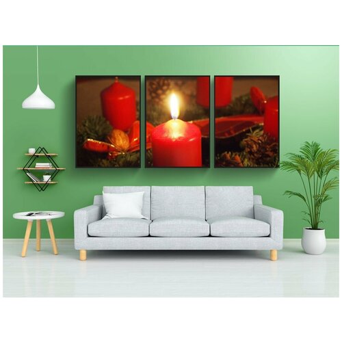 фото Набор модулных постеров для интерьера "адвент, адвент венок, свеча" 60x90 см. в тубусе, без рамки lotsprints