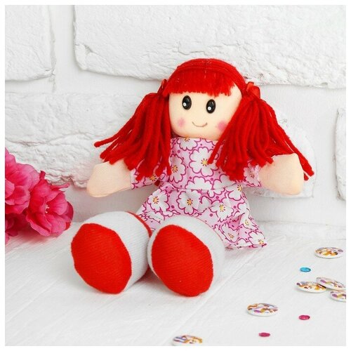 Мягкая игрушка «Кукла», в ситцевом платье, с хвостиками, цвета микс мягкая игрушка sekiguchi девочка в слюнявчике с двумя хвостиками