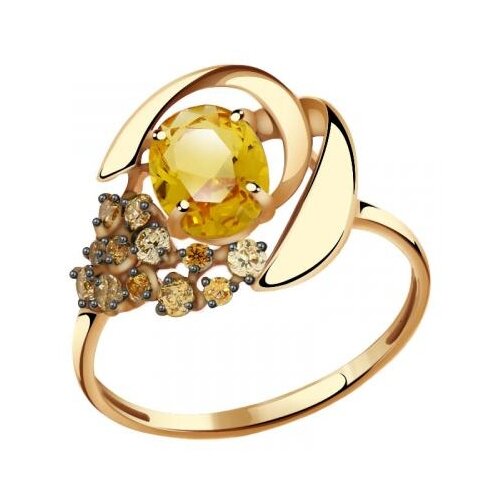 фото Золотое кольцо александра кл1995-6ск-ш с фианитом и цитрином diamant-online