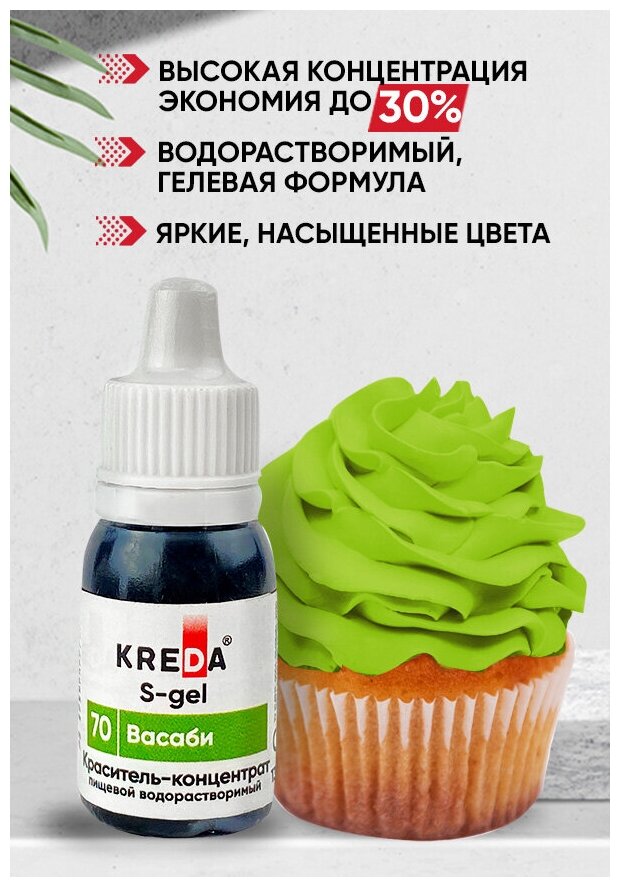 Краситель пищевой концентрат гелевый Kreda S-gel васаби №70, 10 мл