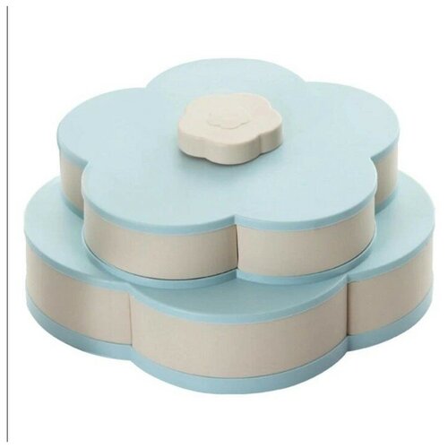 Раздвижная менажница для сухофруктов и конфет Candy Box Pattern Rotating, цвет голубой