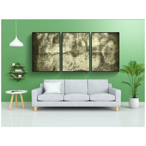 фото Набор модулных постеров для интерьера "карта сокровищ, карта, старый" 60x90 см. в тубусе, без рамки lotsprints