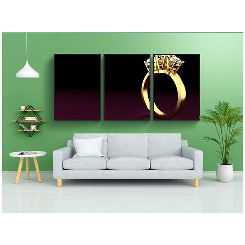 фото Модульный постер "кольцо, украшения, темный фон" 180x90 см. из 3х частей в тубусе, без рамки lotsprints