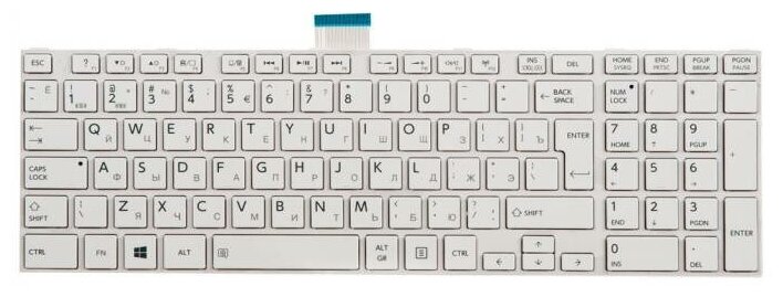 Клавиатура для ноутбука Toshiba Satellite C850, C850D, C855, C855D, L850, L850D, L855, L855D, белая с рамкой, верт. Enter