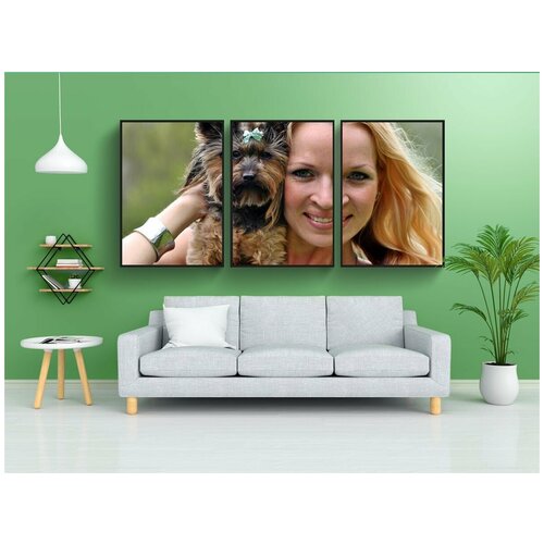 фото Набор модулных постеров для интерьера "йорки, блондинка, процедуры для лица" 60x90 см. в тубусе, без рамки lotsprints