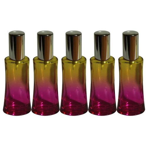 фото Атомайзер цилиндр для духов aromaprovokator желто--фиолетовое стекло спрей серебро 50 мл набор 5 шт