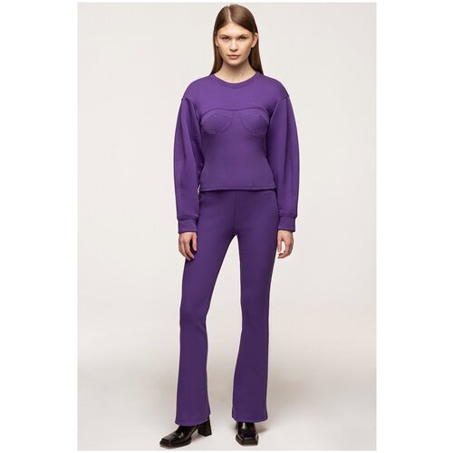 Брюки клёш трикотажные SHI-SHI (40, фиолетовый)
