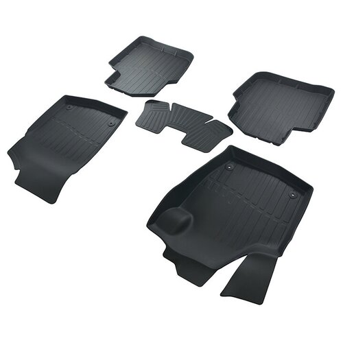 Коврики резиновые в салон 3D LUX для Volkswagen Polo (2020-) / Автомобильные коврики с бортом для Фольксваген Поло