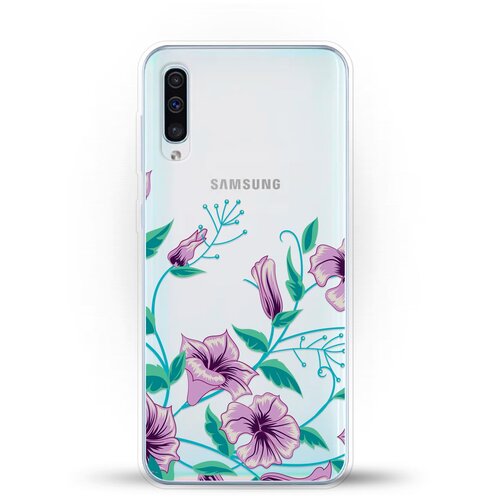 Силиконовый чехол Фиолетовые цветы на Samsung Galaxy A50 силиконовый чехол цветы фиолетовые на samsung galaxy a31