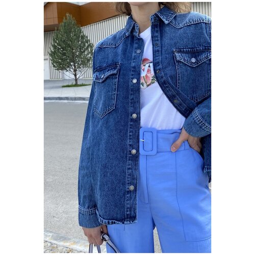 фото Джинсовая рубашка на кнопках aiza outfit aiza.2752.33 голубой 42