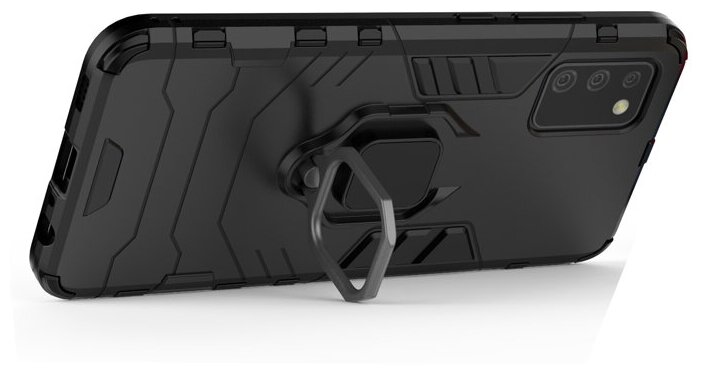 Противоударный чехол с кольцом Panther Case для Samsung Galaxy A02s черный