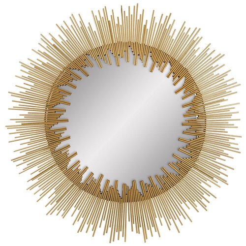 фото Зеркало декоративное интерьерное настенное patterhome лион золото, 93см х 93см, зеркало-солнце, металл, золото