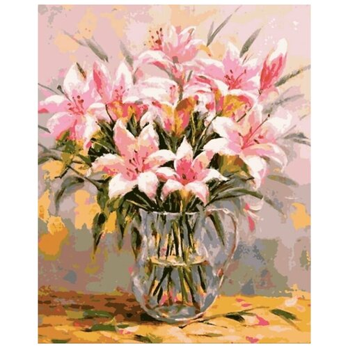картина по номерам лилии под солнцем 40x50 см Картина по номерам Розовые лилии, 40x50 см