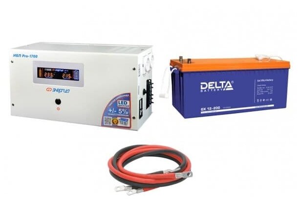Инвертор (ИБП) Энергия PRO-1700 + Аккумуляторная батарея Delta GX 12-200