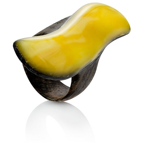 Amberholl Стильное кольцо «Индонезия» из дерева и натурального янтаря