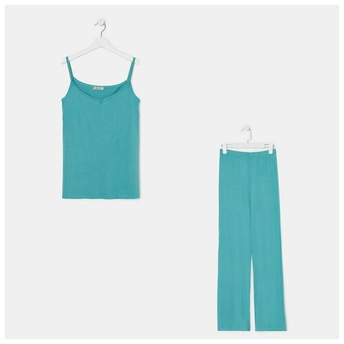фото Пижама женская (майка, брюки) цвет бирюза, размер 54 нет бренда