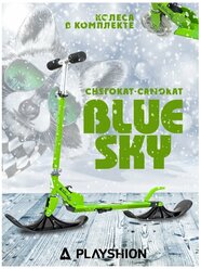 Самокат-снегокат PLAYSHION BLUESKY PIC, зеленый