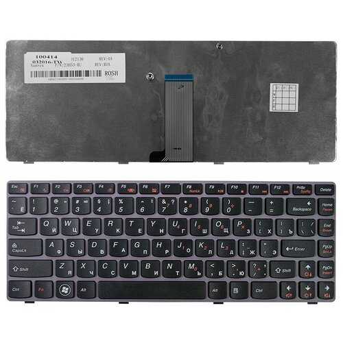 Клавиатура для ноутбука Lenovo IdeaPad Z470 G470AH G470GH Z370 Series Плоский Enter Черная с серой рамкой PN AEKL6700220 58000₽