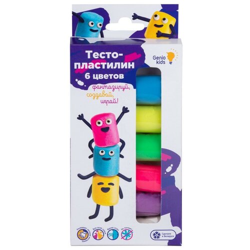 Тесто-пластилин, Genio kids (набор для лепки, 6 цветов, TA1090) тесто пластилин 6 цветов ta1090 набор 5113742