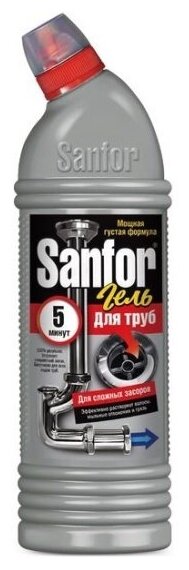 Чистящее средство Sanfor 5 минут Устранение сложных засоров, 750 мл