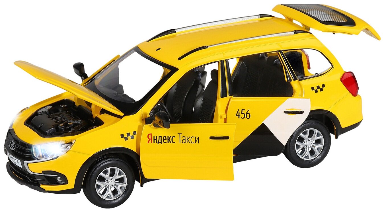 Машинка металлическая, инерционная, модель такси Lada Granta, 1:24