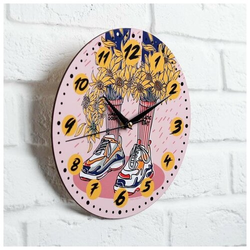 фото Часы дерево настенные "подсолнухи", d=29 см 5459552 .