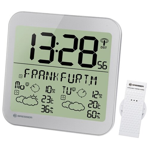 фото Часы настенные bresser mytime meteotime lcd, серебристые