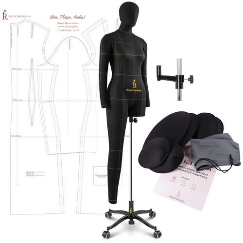 Купить Манекен портновский Моника, комплект Про, размер 54, Черный, Royal Dress Forms