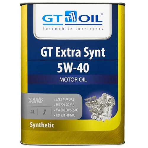 фото Масло моторное gt extra synt 5w40 acea a3/b3/b4, api sn/sm/cf синт. бенз/дизель (4л) корея gt oil