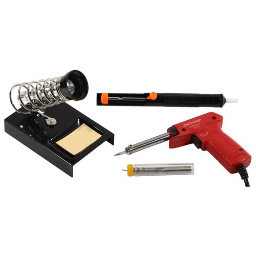 Наб дпаяльных работ СВЕТОЗАР паяльник SV-55307 подставка припой шприц 70Вт 158600₽
