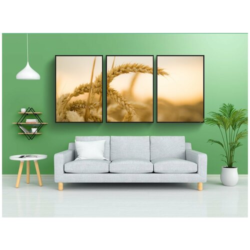 фото Набор модулных постеров для интерьера "пшеница, сумерки, уборка урожая" 60x90 см. в тубусе, без рамки lotsprints