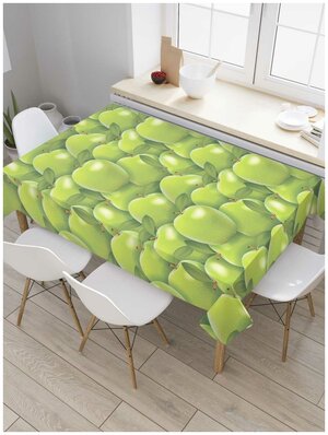 Скатерть прямоугольная JoyArty на кухонный стол "Зеленые яблоки" из оксфорда, 120x145 см